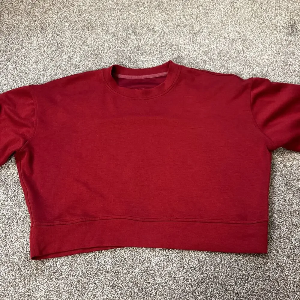 Lululemon Softstreme Perfectly Oversized Cropped Crewneck Pullover Size 6 Red